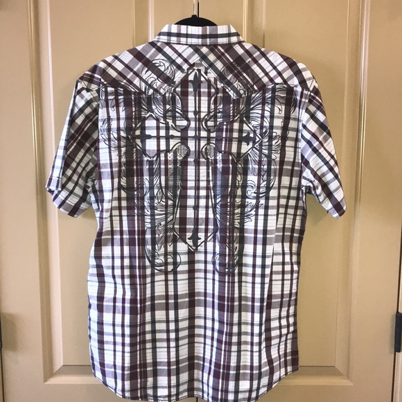 Men's Indigo Star Shirt Embellished Short Sleeve - Picture 5 of 9